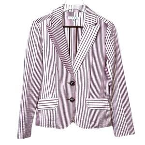 CAbi the Captain’s Jacket Striped Seersucker Blazer in Red & White Women’s Sz. 4